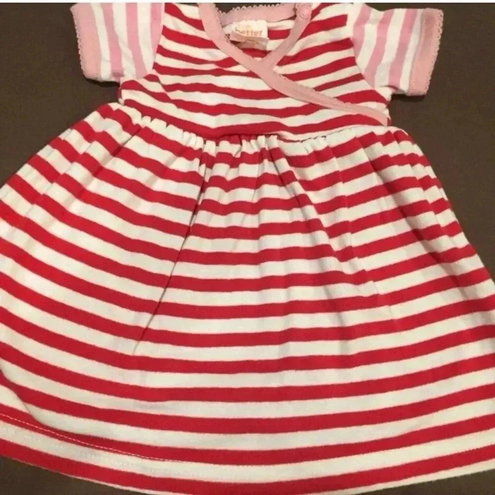 Giggle back to basics size 0/3m Baby Girls' Red Striped Dress with Bloomers